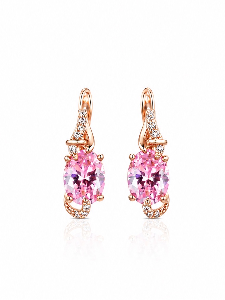 18k Gold Plated Pink Earrings